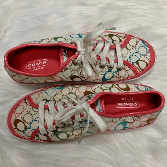 COACH MULIT-COLOR “C” ETTA SNEAKERS SIZE 6.5 NWOB - Picture 3 of 8